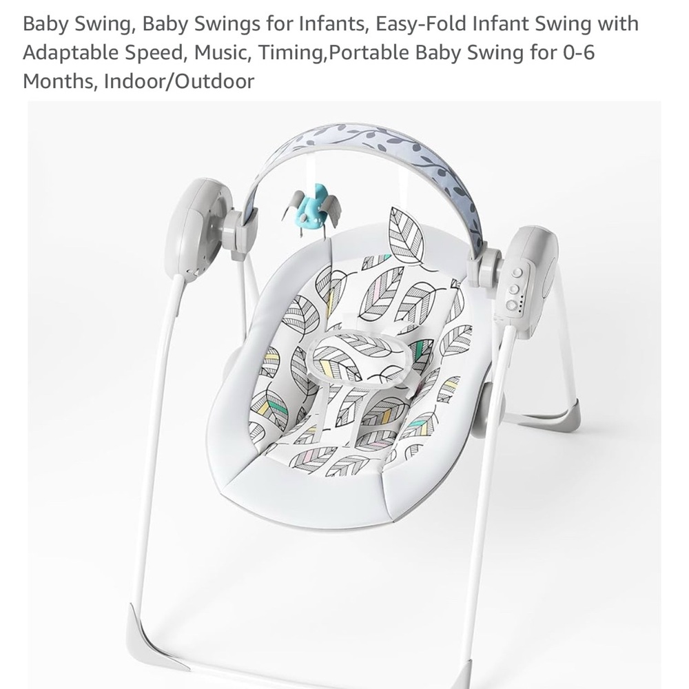 Leaf Pattern Baby Swing- Used Once